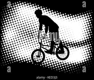 Bmx-Radfahrer auf die abstrakten halftone Hintergrund-Vektor Stock Vektor
