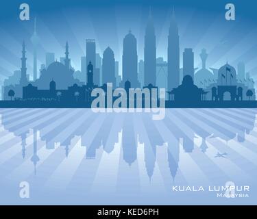 Malaysia Kuala Lumpur Skyline der Stadt Vektor silhouette Abbildung Stock Vektor