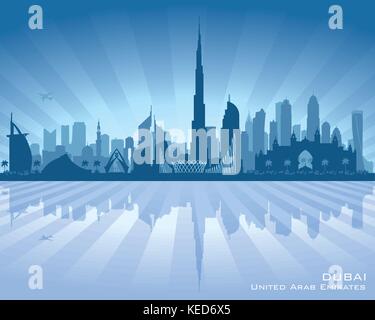 Dubai UAE Skyline der Stadt Vektor silhouette Abbildung Stock Vektor