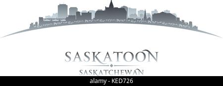 In Saskatoon, Saskatchewan Kanada Skyline der Stadt Silhouette. Vector Illustration Stock Vektor