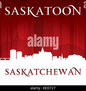 In Saskatoon, Saskatchewan Kanada Skyline der Stadt Silhouette. Vector Illustration Stock Vektor