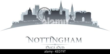 Nottingham England Skyline der Stadt Silhouette. Vector Illustration Stock Vektor