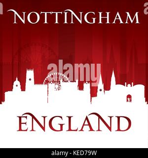 Nottingham England Skyline der Stadt Silhouette. Vector Illustration Stock Vektor