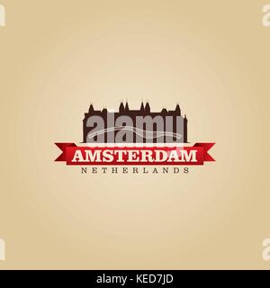 Amsterdam Niederlande Stadt symbol Vektor illustration Stock Vektor