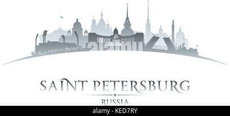 Sankt Petersburg Russland Stadt Skyline Silhouette. Vektor-illustration Stock Vektor