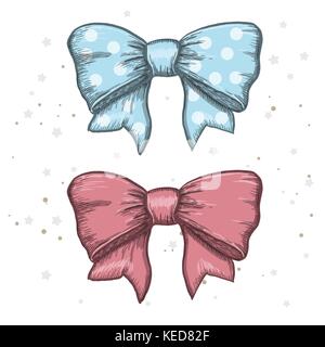 Satz von Vintage Hand gezeichnet ribbon Bögen. Vector Illustration Stock Vektor