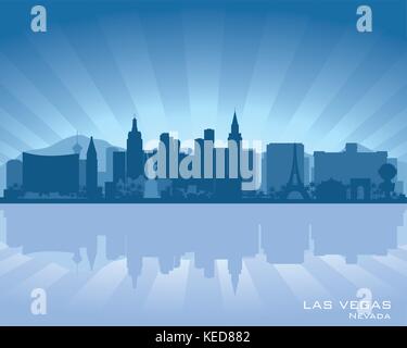 Las Vegas, Nevada-Skyline-Abbildung mit Spiegelung im Wasser Stock Vektor