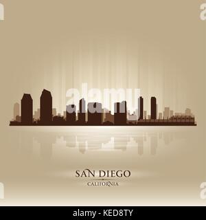 San Diego Kalifornien Skyline Stadtsilhouette Stock Vektor