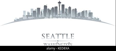 Seattle Washington City Skyline Silhouette. Vector Illustration Stock Vektor