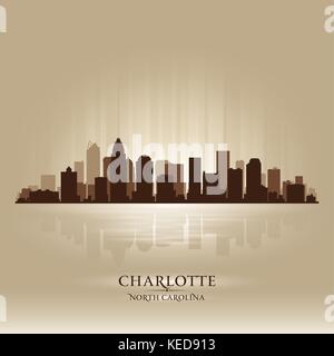 Charlotte North Carolina Stadt Skyline Silhouette. Vektor-illustration Stock Vektor