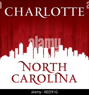 Charlotte North Carolina Stadt Skyline Silhouette. Vektor-illustration Stock Vektor