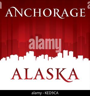 Anchorage Alaska Stadt Skyline Silhouette. Vektor-illustration Stock Vektor