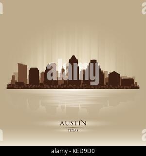 Austin Texas Stadt Skyline Silhouette. Vektor-illustration Stock Vektor