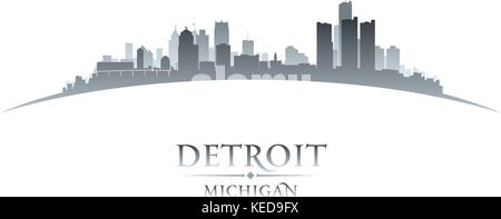 Detroit Michigan City Skyline Silhouette. Vektor-illustration Stock Vektor