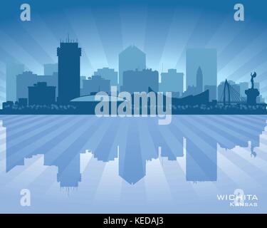 Wichita Kansas City Skyline Vektorgrafik silhouette Stock Vektor