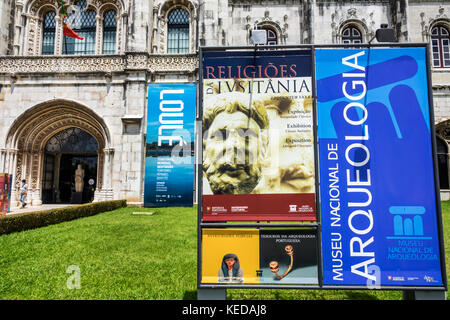 Lissabon Portugal, Belem, Mosteiro dos Jeronimos, Kloster Jeronimos, Archäologisches Nationalmuseum, Museu Nacional de Arqueologia, Eingangsausstellung, Plakatwand Stockfoto