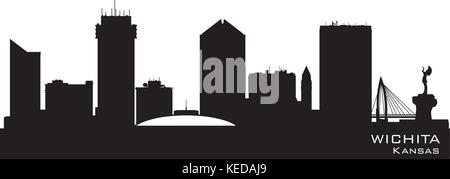 Wichita Kansas Skyline detaillierte Vektor silhouette Stock Vektor