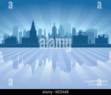 Hartford Connecticut City Skyline Vektor silhouette Abbildung Stock Vektor