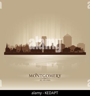 Montgomery Alabama City Skyline Vektor silhouette Abbildung Stock Vektor