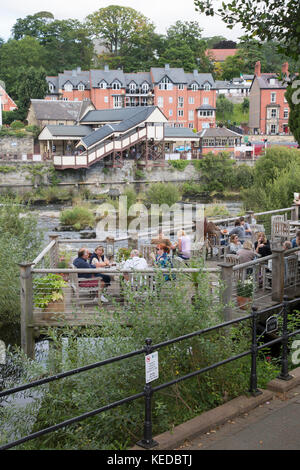 Dee Seite Bistro und Bahnhof, llangollen; Wales; Vereinigtes Königreich Stockfoto