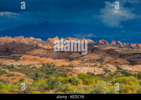 Versteinerte Sanddünen in der Arches National Park, Utah, USA Stockfoto