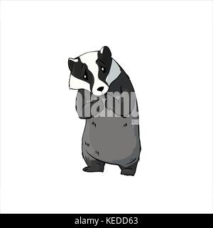Bunte vektor Illustration eines schüchternen cartoon Dachs Stock Vektor