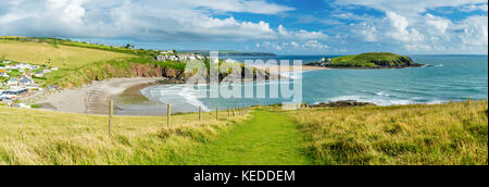 Blick auf challaborough Bucht und Burgh Island Schinken South Devon England uk Europa Stockfoto
