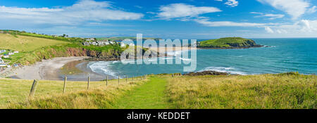 Blick auf challaborough Bucht und Burgh Island Schinken South Devon England uk Europa Stockfoto