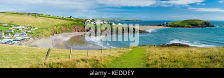 Blick auf challaborough Bucht und Burgh Island Schinken South Devon England uk Europa Stockfoto