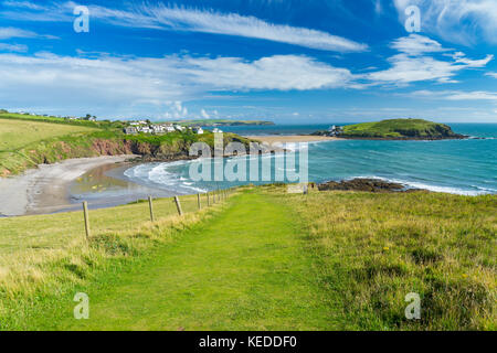 Blick auf challaborough Bucht und Burgh Island Schinken South Devon England uk Europa Stockfoto
