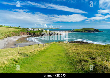 Blick auf challaborough Bucht und Burgh Island Schinken South Devon England uk Europa Stockfoto