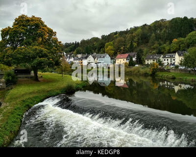 Ruine der Burg Runkel über die Lahn, Hessen, Deutschland. Stockfoto