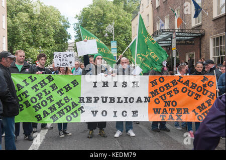 Anti-sparmassnahmen Demonstranten in Dublin Irland Stockfoto