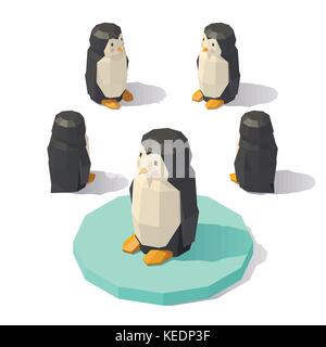 Isometrische Low Poly Pinguin Stock Vektor