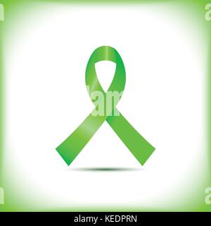 Lime Green awareness Ribbon Symbol auf weißem Hintergrund Vector Graphic Design isoliert Stock Vektor