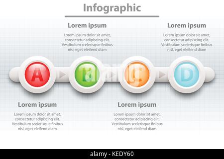 Bunte 4 Themen 3-d-Papier Kreis in der Reihenfolge Zeitrahmen für die Präsentation der Website cover Poster vektor design Infografik Abbildung: Konzept Stock Vektor