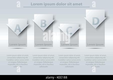 Vier Themen einfache weiße 3d-Papier Bar Chart Graph mit Pfeil für die Präsentation der Website cover Poster vektor design Infografik Abbildung: Konzept Stock Vektor