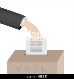 Hand abgegebenen Stimmzettel auf weißem Hintergrund Stock Vektor