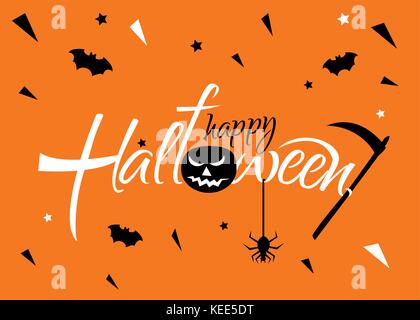 Horizontale Banner für eine Halloween Party auf einem hellen orange Hinterg Stock Vektor