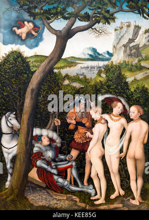 Das Urteil von Paris, Lucas Cranach der Ältere, um 1528, Metropolitan Museum of Art, Manhattan, New York City, USA, Nordamerika Stockfoto