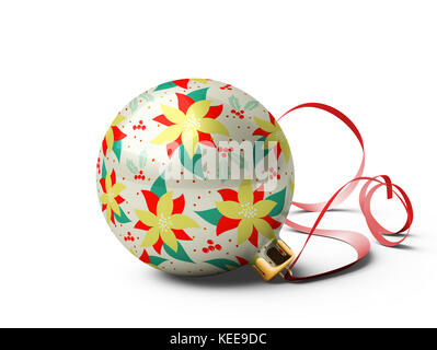 Christmas Ball ist auf isolierten weißen Hintergrund. 3D-Rendering. Stockfoto