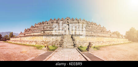 Panorama buddhistischen Tempel Komplex in Yogjakarta borobudur auf Java, Indonesien Stockfoto