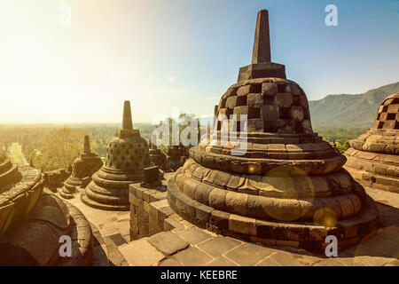 Buddhistischen Tempel Komplex in Yogjakarta borobudur auf Java, Indonesien Stockfoto