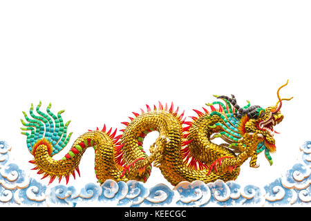 Chinesische Drachen Statue auf weißem Hintergrund. Stockfoto