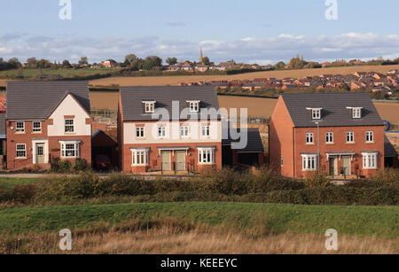 Neue Häuser zum Verkauf, Grantham, Lincolnshire, England, Großbritannien Stockfoto