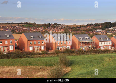 Neue Häuser zum Verkauf, Grantham, Lincolnshire, England, Großbritannien Stockfoto