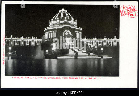 Festival Hall, Fontänen, Kaskaden von Grand Bassin (Nachts). (Postkarte aus der World's Fair 1904) Stockfoto