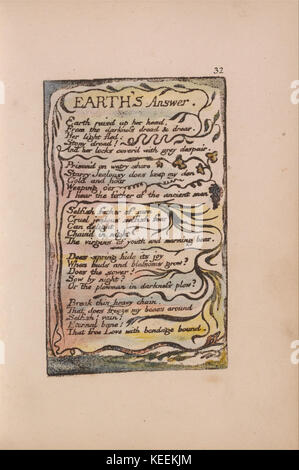 William Blake Lieder der Unschuld und Erfahrung, Platte 32, der Erde Antwort (Bentley 31.) Stockfoto