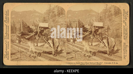 Ich half Pike's Peak railroad mich, Colorado, USA, von Robert N. Dennis Sammlung von stereoskopische Ansichten 5 zum Erstellen Stockfoto