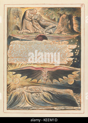 Platte 37 aus William Blakes „Jerusalem“ mit einer visionären Illustration mit dem Satz „und einer stand heraus“, Teil seiner prophetischen Bücher. Stockfoto